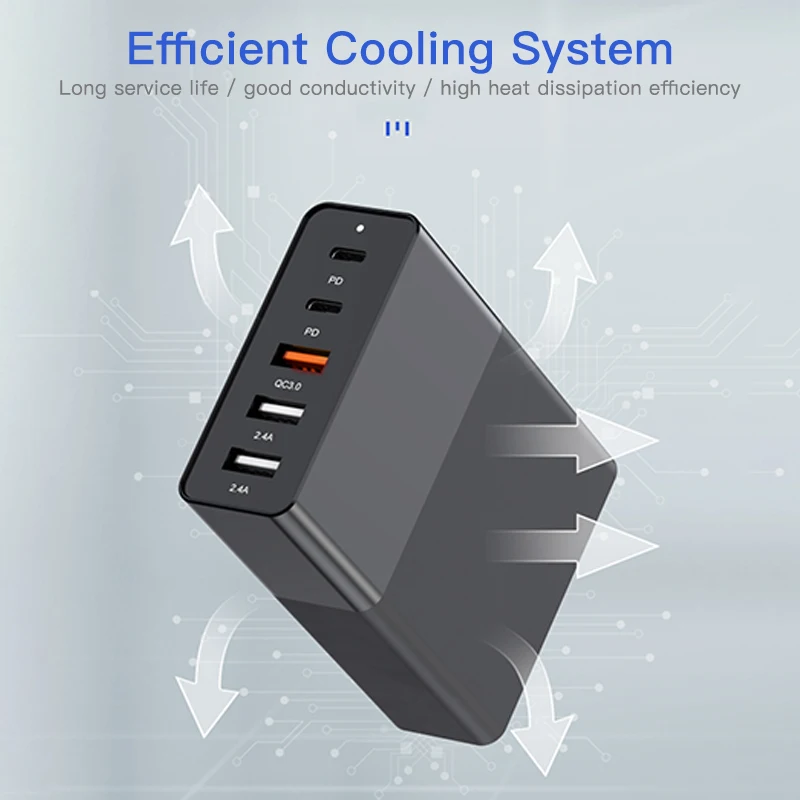 US $22.67 75w PD QC 30 Fast Charge Multi USB Quick Charger 456 Port QC30 Dual Protocol For Type C Mobile Phone Smart Desktop Adapter