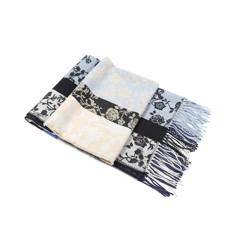 Синий Роскошный бренд кашемировый женский шарф с принтом зимний пашмины Foulard Femme Bufanda Mujer бандана женский шарф-шаль - Цвет: Синий