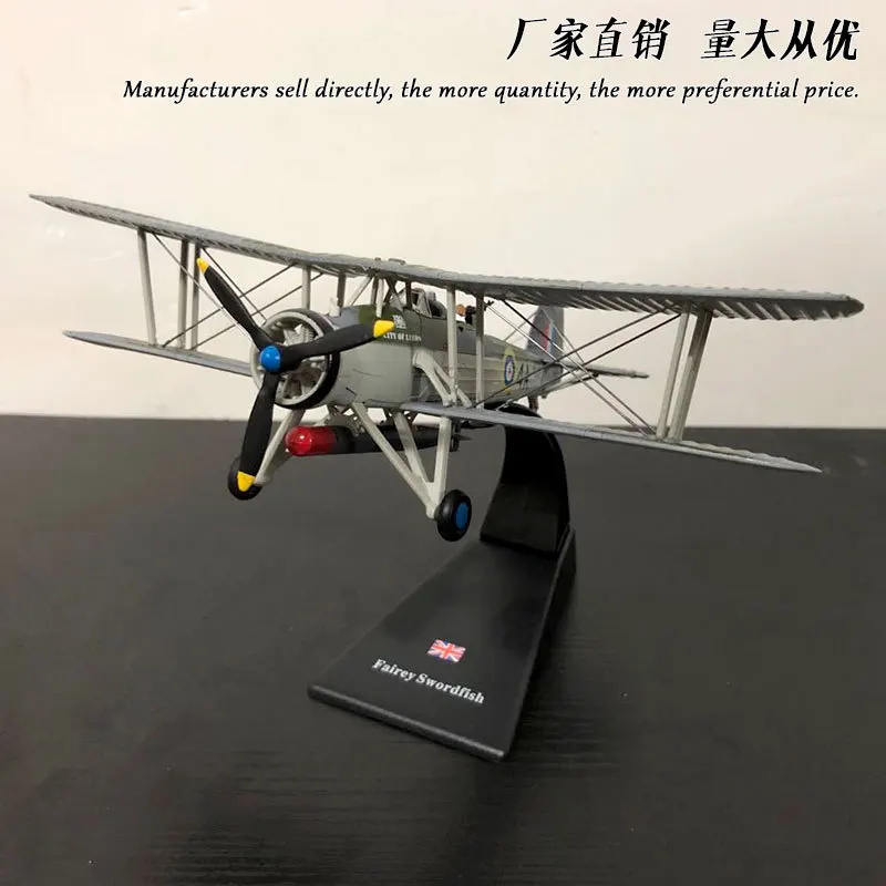 

Amer Military Model 1: 72 World War II the United Kingdom Swordfish Wings Fighter Plane Alloy Aircraft Model Toy