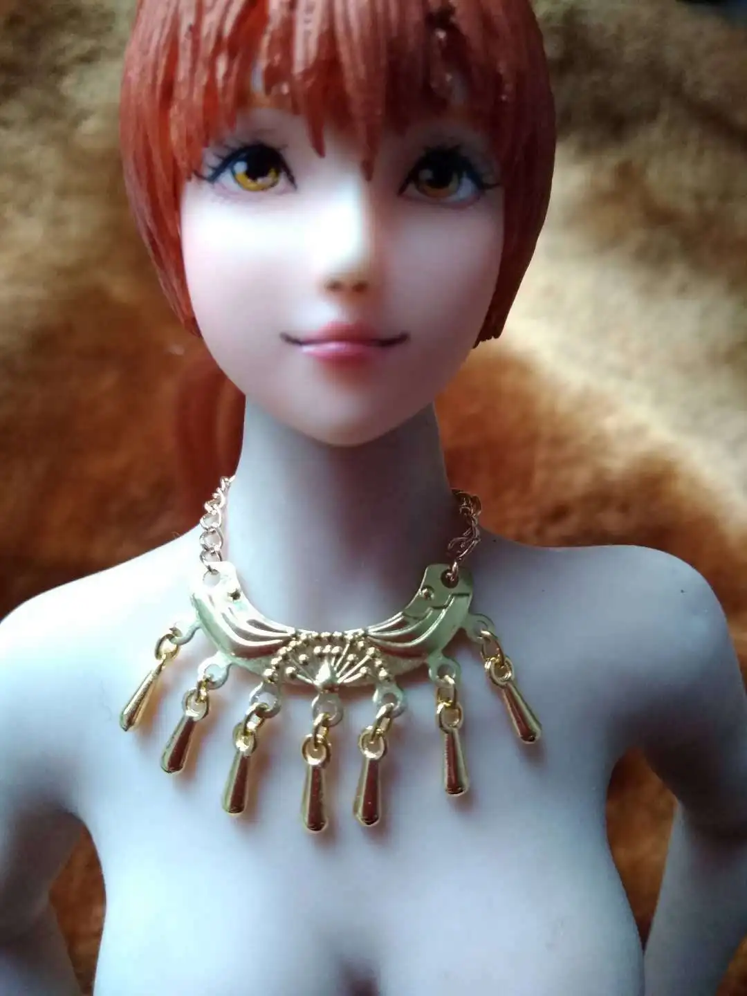 

1:6 Scale Golden Metal Neck Decoration Necklace For 12" Female PH UD Body Doll