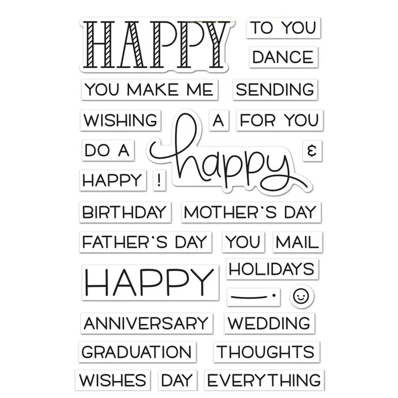 

Happy Birthday Wedding Wishing Mother's Father's Day Letters Words Clear Stamp for DIY Scrapbooking Photo Crafts Card Making
