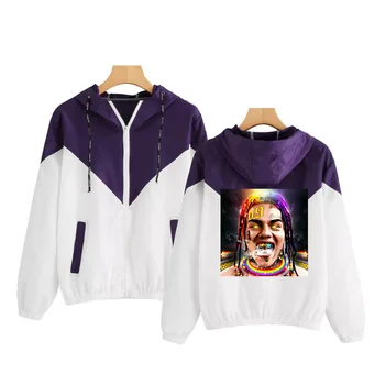 

6ix9ine Print Men's Jackets Light Hoodies Women Long Sleeve Jackets Hip Hop Waterproof Windbreaker Hooded Streetwear Coats Man