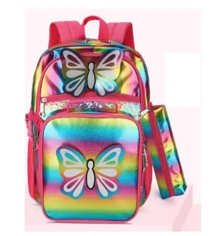 

2021 Brand school bag for girls primary school backpack bag with lunch bag sequine school bag Mochila Children schhool Backpack