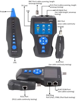 

Wire Tracker Line Finder Cable Tester - NOYAFA USB Rechargeable Multifunction RJ11 RJ45 BNC Cable Tester for Network Collation,