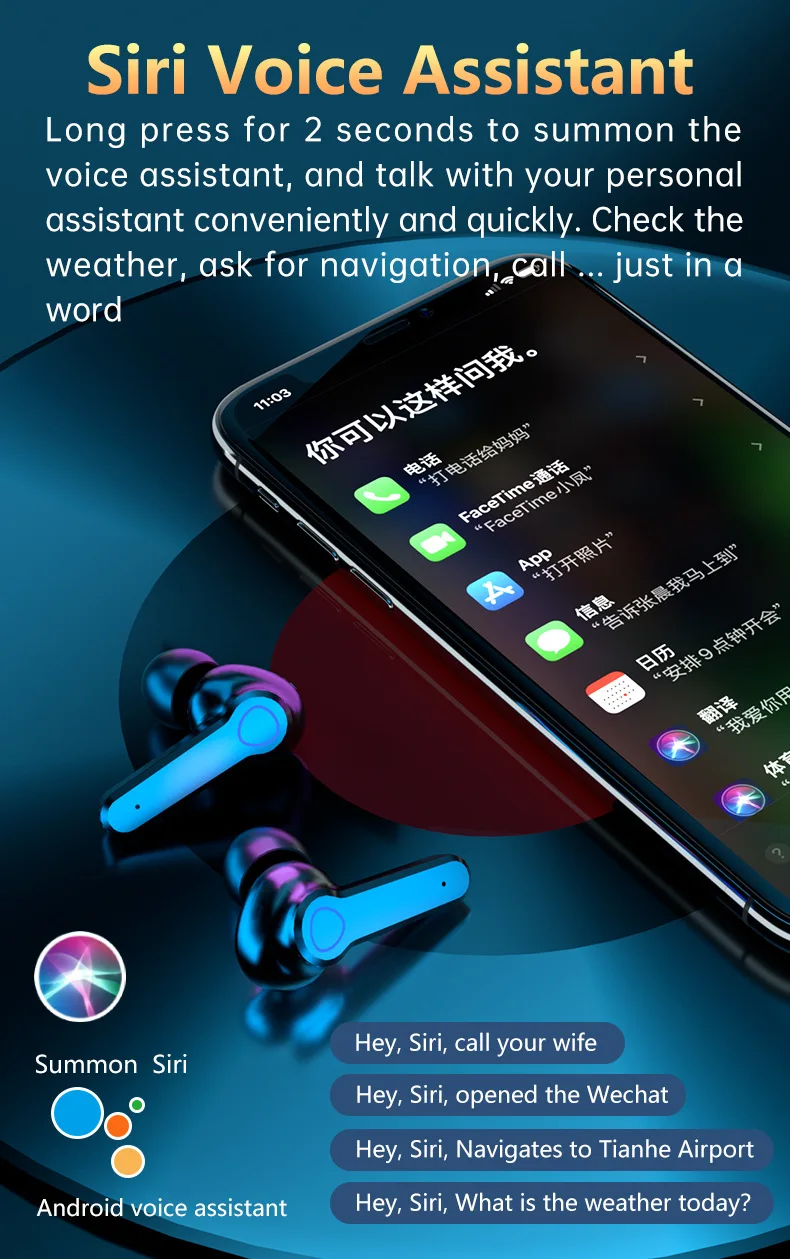 Fones de Ouvido Fone com Microfone Tws sem Fio Bluetooth Redução Ruído Toque Alta Fidelidade Estéreo Caixa Carregamento Lanterna M19 5.1 10 estéreo fone com microfone caixa carregamento lanterna