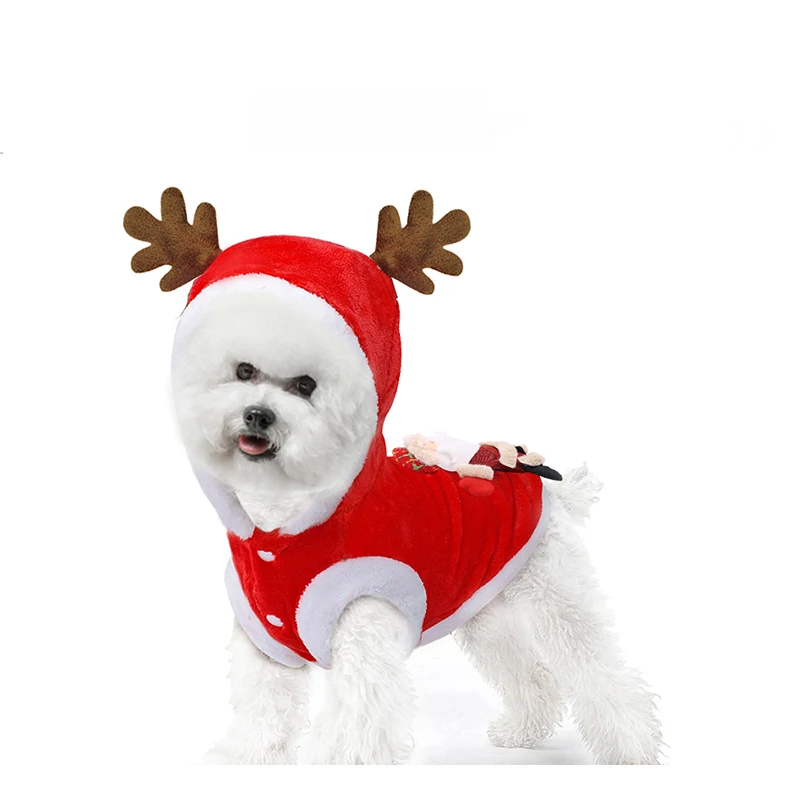 Рождественская собачья одежда собаки Санта костюм для мопса Чихуахуа домашний Йоркширский питомец кошка зимняя одежда куртка пальто Домашние животные Рождественский Костюм