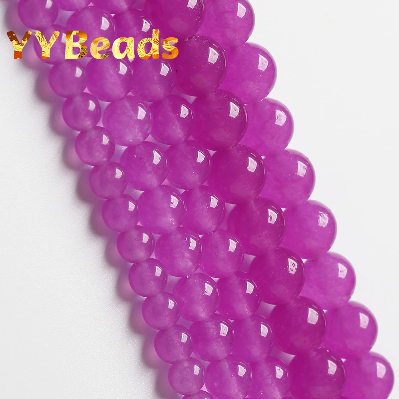 

Бусины Из Натурального пурпурного халцедона, 4, 6, 8, 10, 12, 14 мм, для браслетов Подвески для изготовления украшений, 15 дюймов