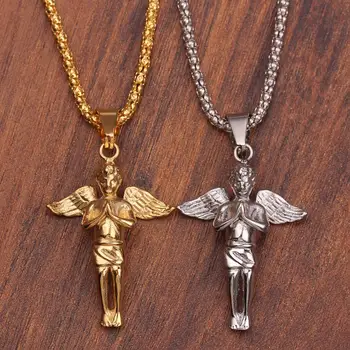 

Angel Pendant Silver Color Necklace Fashion Alloy Chain Hip Hop Accessories Sweater Choker For Women Men Jewelry Gift