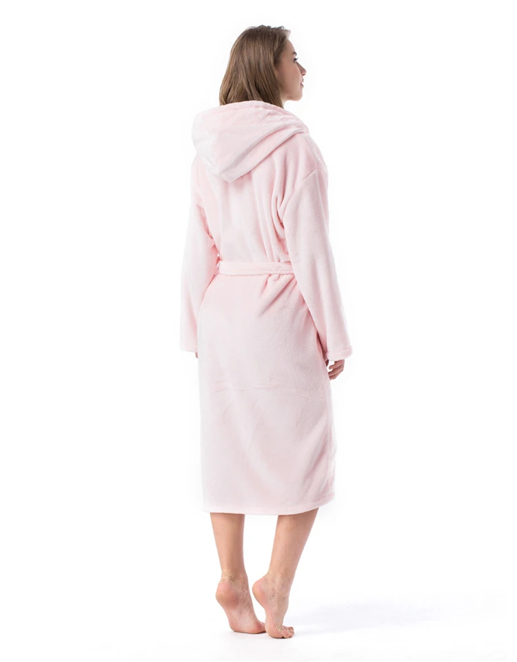 2020 Winter Kimono Robe Plush Fleece Bath Robes For Women Soft Warm Long Sleeve Hooded Nightgown Loungewear Sleepwear