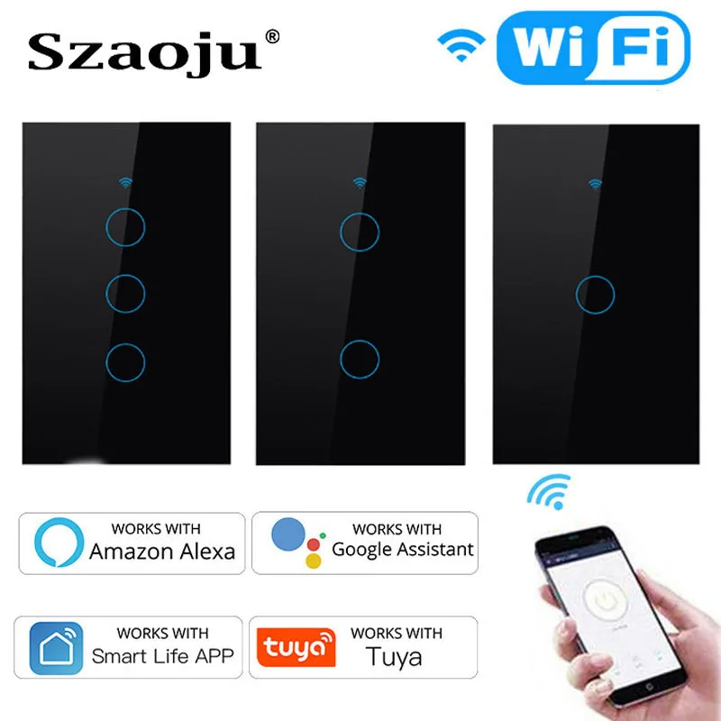 Умный сенсорный выключатель Szaoju с Wi-Fi настенный для умного дома Alexa Google Home |