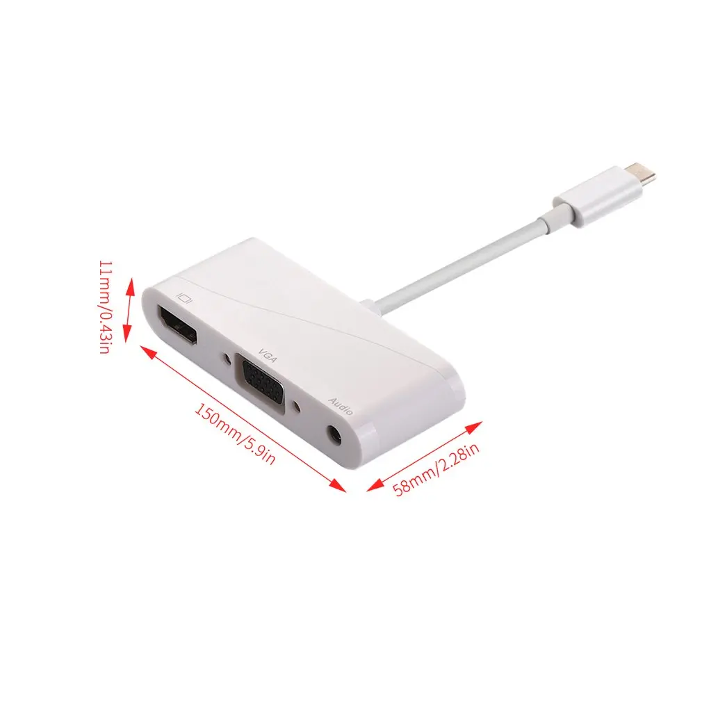 USB C type C к HDMI VGA 3,5 мм аудио адаптер 3 в 1 USB 3,1 USB-C конвертер кабель для ноутбука Macbook