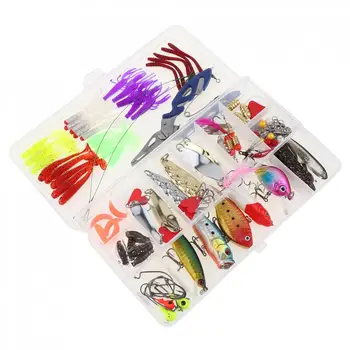 

109pcs Fishing Lures Kit Mixed Hard Lures Soft Baits Crank Popper Metal Spoon Lures Lead Hooks Fishing Accessories Set with Box
