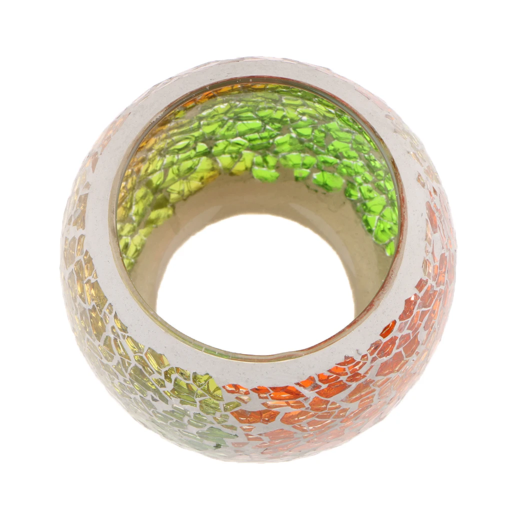 Assorted Colorful Mosaic Glass Candle Holder Bowl Tealight Votive Holder for Wedding Party Home Decor Birthday-Good Blessing