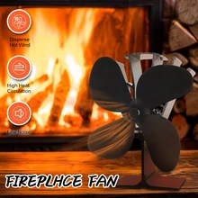 

4 Blades Heat Powered Stove Fan Black Fireplace Aluminium Silent Eco-friendly More Efficiency 800-1100rpm Wood Log Burner Stoves