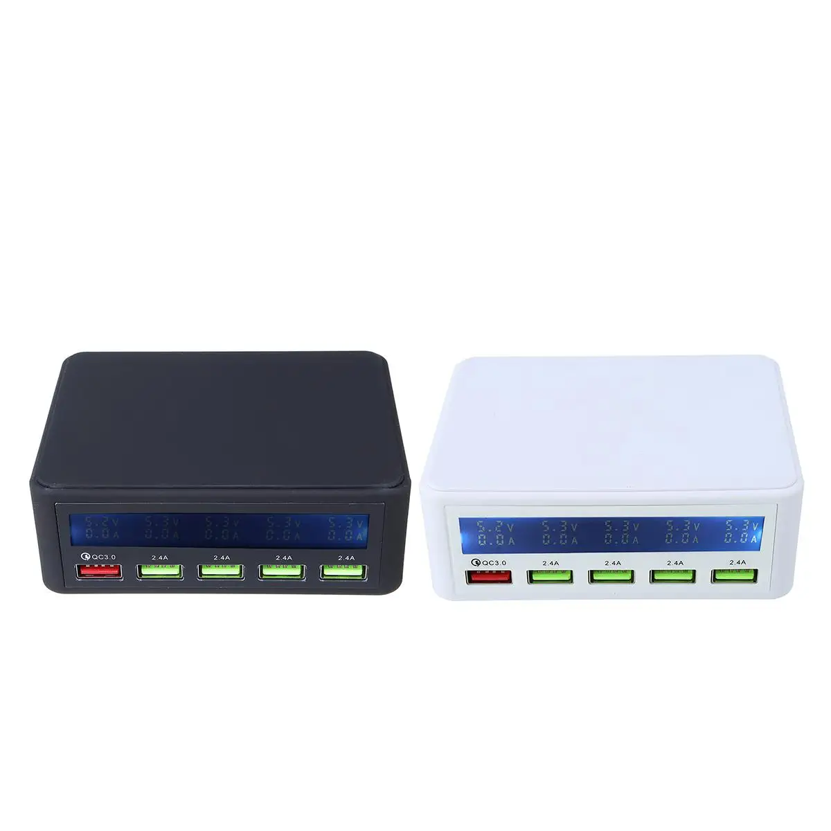 AC100-240V Quick Charge 3.0 Smart 5 Port USB Charger Multi USB Charging Docking Station Power Adapter Lcd Display Station