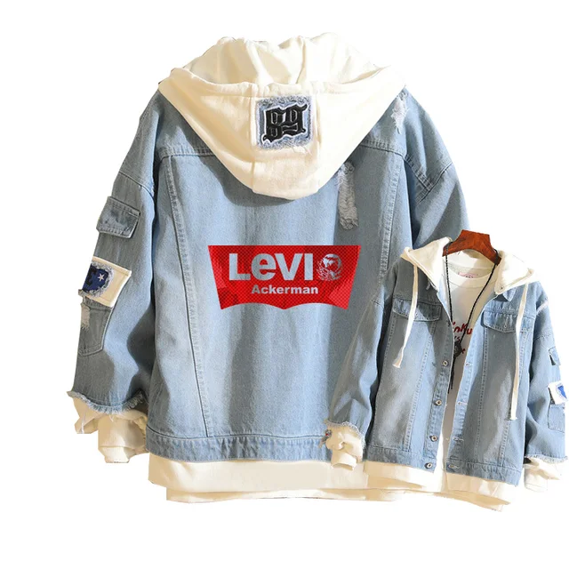 Attack On Titan Jaket Demin Wanita Cosplay Levis Hoodie Jeans Jaket  Harajuku Uniseks Sweatshirt Pria Atasan Streetwear Musim Semi - AliExpress