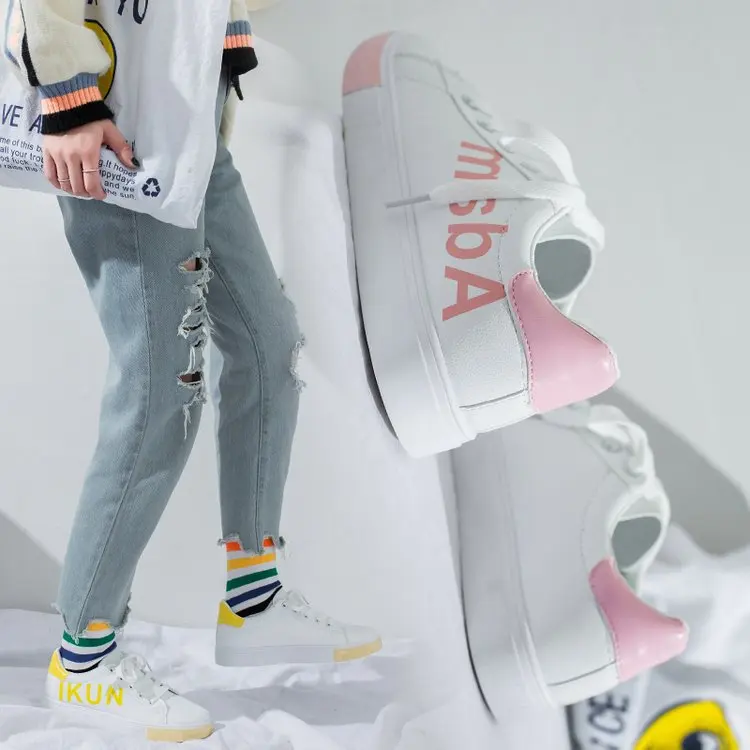 

-Style Leather Canvas Shoes Women's Casual Board Shoes White Shoes Autumn 2019 New Style WOMEN'S Shoes Versatile Students Autumn