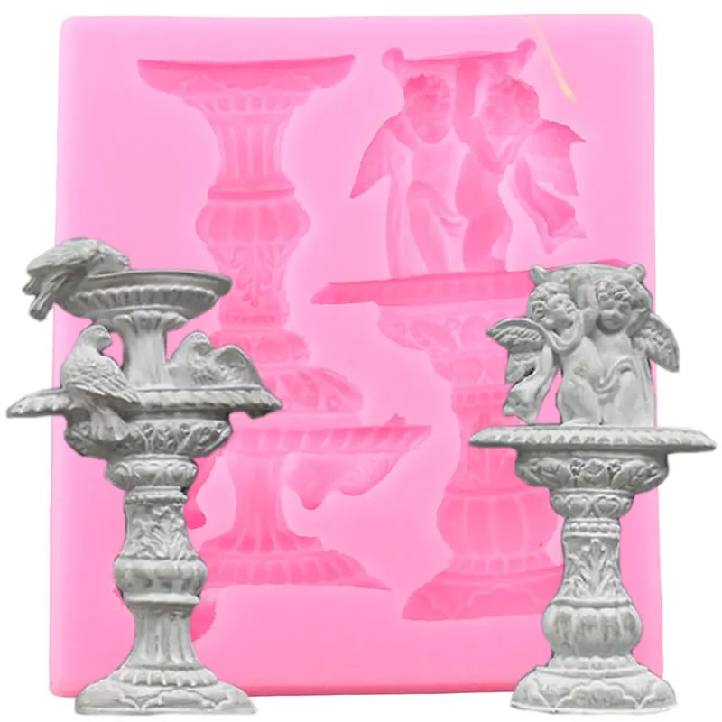 Vintage Fountains Silicone Molds DIY Angel Birds Wedding Fondant Cake Decorating Tools Candy Clay Chocolate Gumpaste Moulds