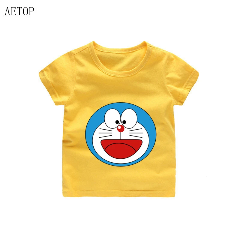 Детская футболка с принтом «Doraemon nobi nobita» для мальчиков и девочек детская футболка из натуральной кожи летние топы для малышей, футболки с рисунками - Цвет: as picture