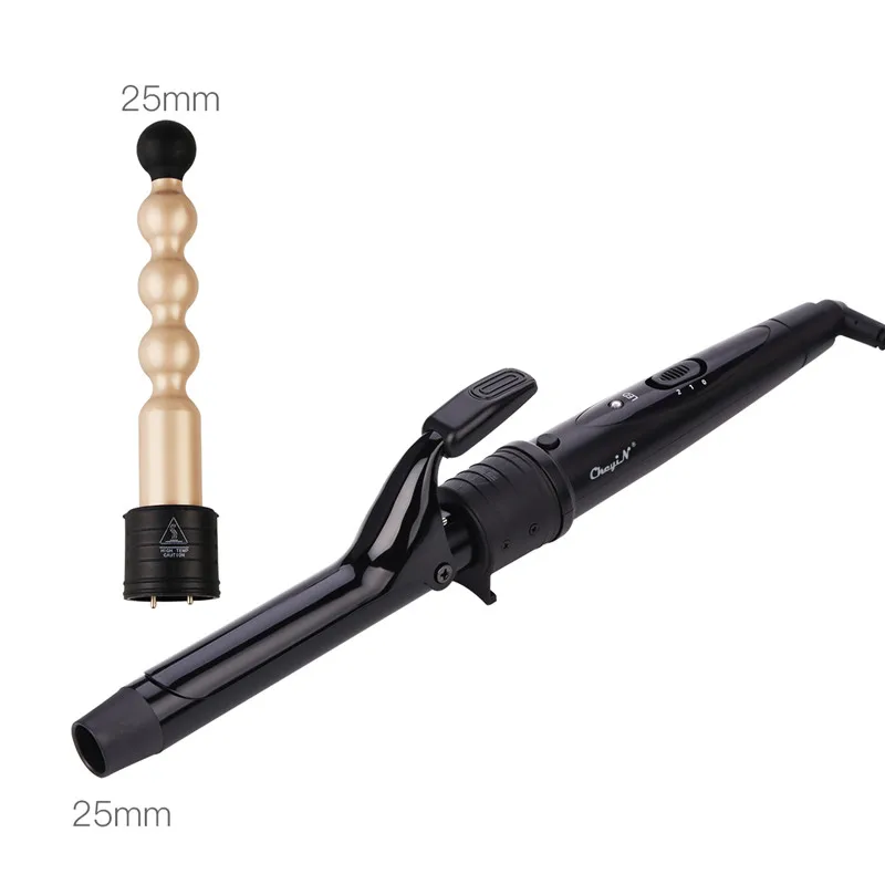 

2 In 1 Ceramic Hair Curler 25mm Temperature Adjusted Bubble Curling Iron with Replaceable Wands for Hair Roller 30