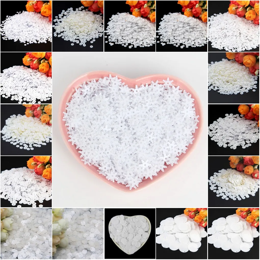 Sequin 3-30mm White Series Color Round Cup Large Sequins Flat Round Pvc Sequin Paillettes Sewing Wedding Decoration Craft 10g