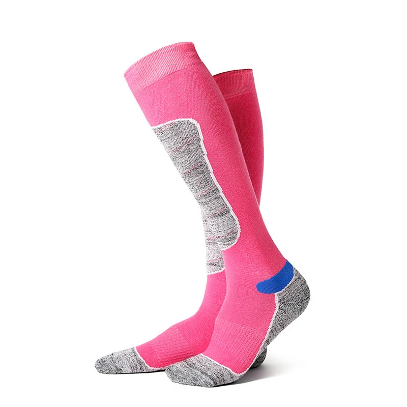 pink Для женщин, для улицы, спортивная одежда лыжные носки под сапоги до колена высокие спортивные носки Сноубординг Пеший Туризм носки для девочек толстые хлопчатобумажные Термальность носки для тренажёрного зала - Цвет: pink