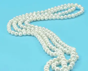 

WHITE Freshwater PEARL NECKLACE AAA BEAUTIFUL！64 INCH 8-9MM