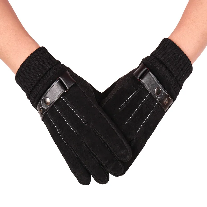 

Men's Winter Gloves Men Warm Stretch Knitted Mittens Imitation Full Finger Guantes Female Touch Screen Snow Windstopper Gloves