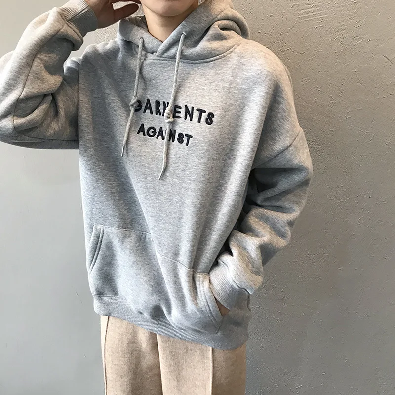 Женские толстовки из флиса с вышитой надписью Sudadera Mujer Kpop, женские толстовки на осень и зиму, свободные худи Harajuku, корейские повседневные худи