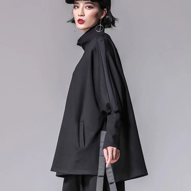 Женская футболка водолазка с рукавом летучая мышь и разрезом|women t-shirt|batwing sleevetees