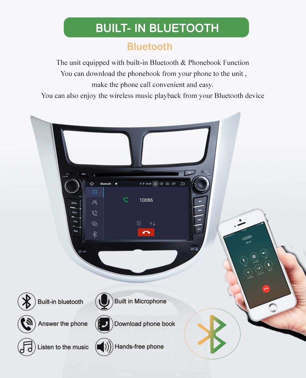 Bonroad Android 8,1 Автомобильный мультимедийный плеер Автомобильный DVD для Hyundai Solaris Verna Accent 2010- Автомобильный gps Радио Видео навигация