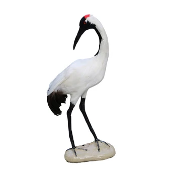 

1PC Home Decor Simulation Red Crown Crane Ornament Artificial Feather Bird Decor Fake Bird Model Photo Props Desktop Adornment