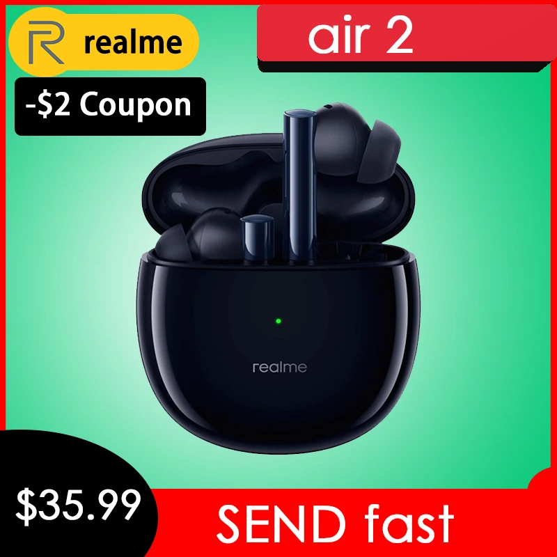 Беспроводные Bluetooth-наушники realme buds air 2 ANC 25 часов общее воспроизведение 88 мс