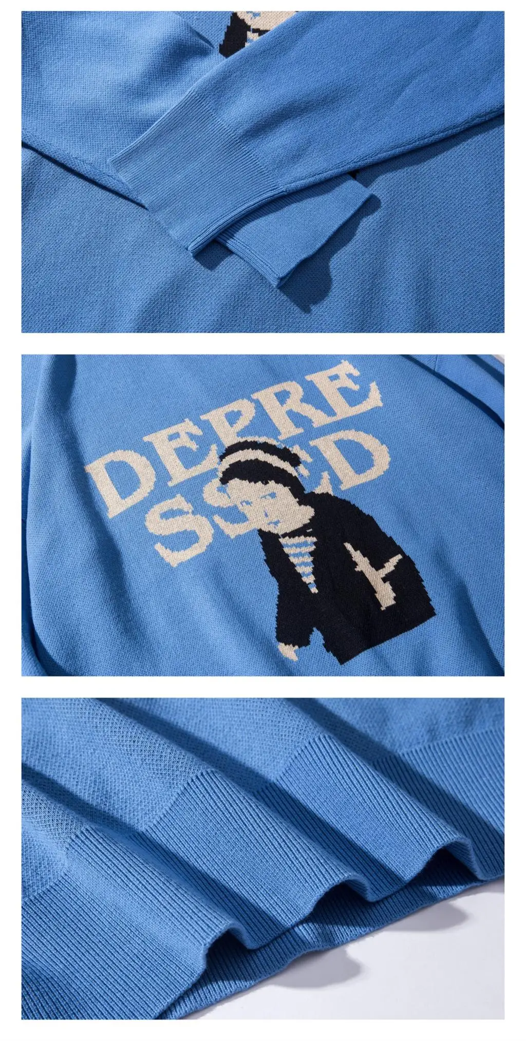 Print Sweaters Men Autumn High Streetwear Fashion Mens Hip Hop Pullovers Round Neck Vintage Sweaters