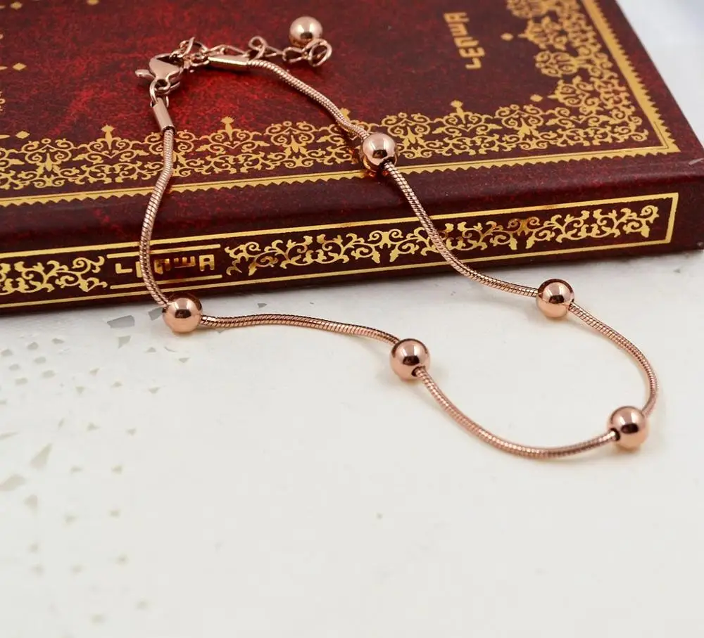 Женский Титановый стальной браслет цепочка из розового золота высокого качества