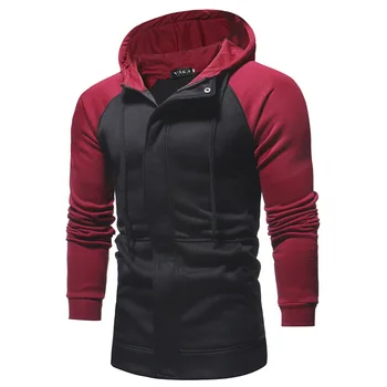 

Fall Fashion Mens Sports Hoodies Joggers Casual Zip-up Drawstring Hooded Sweatshirt Patchwork Pockets Slim Fit Men Moletom 2019