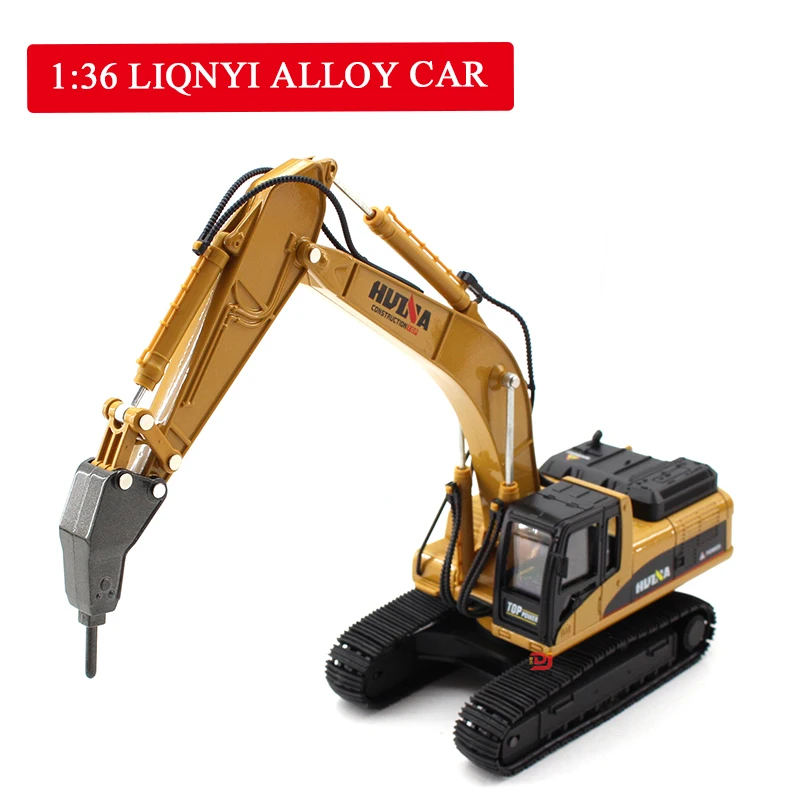 

1:36 Simulation Alloy Breaker Model Construction Engineering Model Sliding Open Doors Turn Arms Eletric Toy Car Kid's Toys