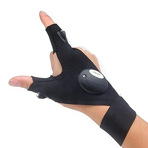Outdoor Fishing Magic Strap Fingerless Gloves LED Flashlight Torch Cover Survival Camping Hiking Cycling Rescue Tool | Спорт и
