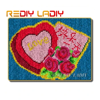 

Latch Hook Rug Kits Rose with Love Crocheting Carpet Rug 100% Acrylic Yarn Cushion Mat DIY Carpet Rug Home Decor Arts & Crafts