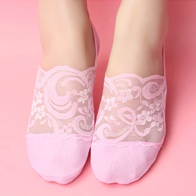 Style 2 Pink 1/2/3/4/5 пар, летние сексуальные ультратонкие, прозрачные шелковые носки для Для женщин девушки кружева с нейлоновым сетчатым короткие женские носки длиной до лодыжки женские Chausette - Цвет: Style 2 Pink