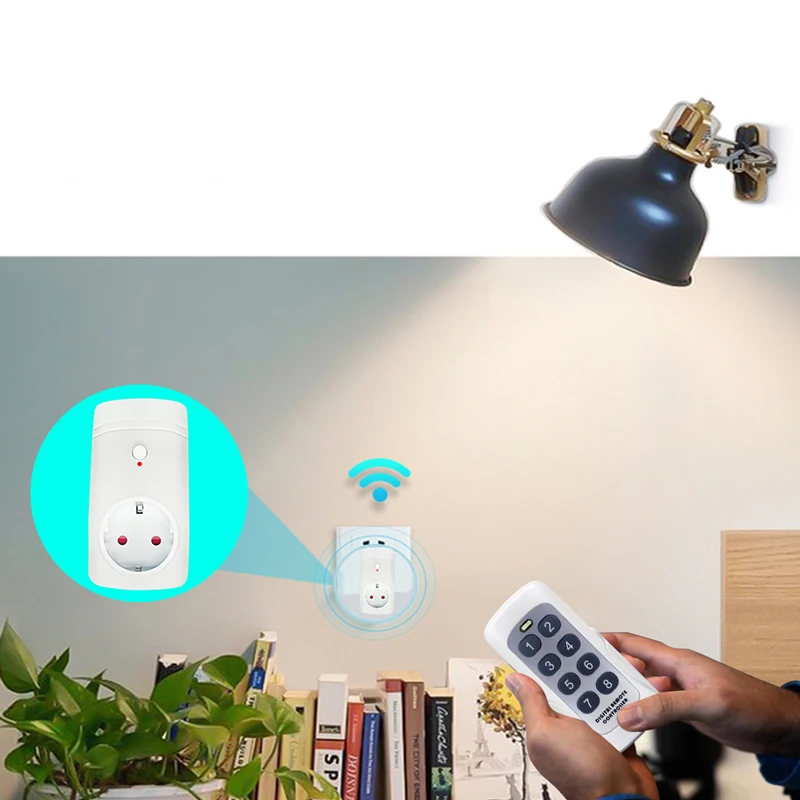4pcs 433MHz Wireless Smart Socket with EU UK US plug Switch double 8 keys Remote Control Transmitter Power Outlet Light 2500W