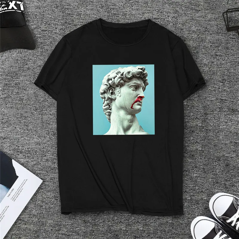 2 Новая Michelangelo с принтом Давида, женская футболка, женская одежда, забавная черная футболка в стиле Харадзюку, женский летний топ - Цвет: 2