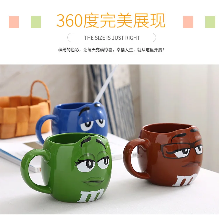 M&M'S Cartoon Mug Chocolate Beans Mug 600ml Genuine M Beans Ceramics Coffee Milk Cups Breakfast Cup Drinkware Drop Shipping