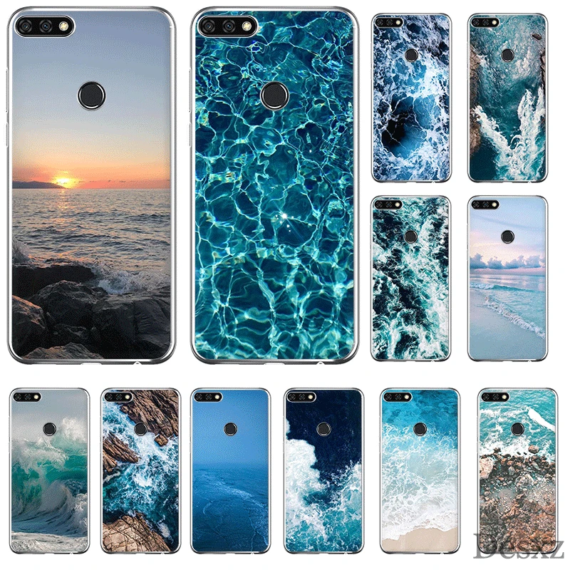 

Mobile Phone Case For Huawei Honor 7A 7C 7X 6A 8 8X 8C 9 9X View 20 Note 10 Lite Cover Blue Sea Colorful