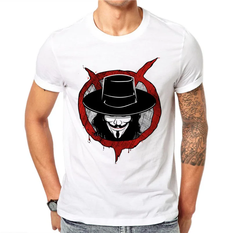 

100% Cotton V for Vendetta Summer Men T Shirt Movie Hip Hop O-Neck Short Sleeve Shirt Casual Fashion Top Tees Cool Fashion