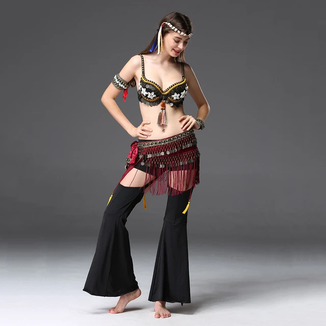 Women Belly Dancing Clothes Tribal 2 Piece Outfit Coins Bra, Tassel Hip  Scarf Tribal Belly Dance Costume Set Professional - Belly Dancing -  AliExpress
