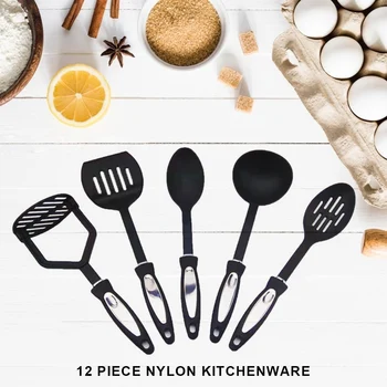 

12pcs Dinnerware Set Tableware Kitchen Nylon Cutlery Stainless Steel Dinnerware Knife Fork Spoon Shovel Kitchen Tableware Tools