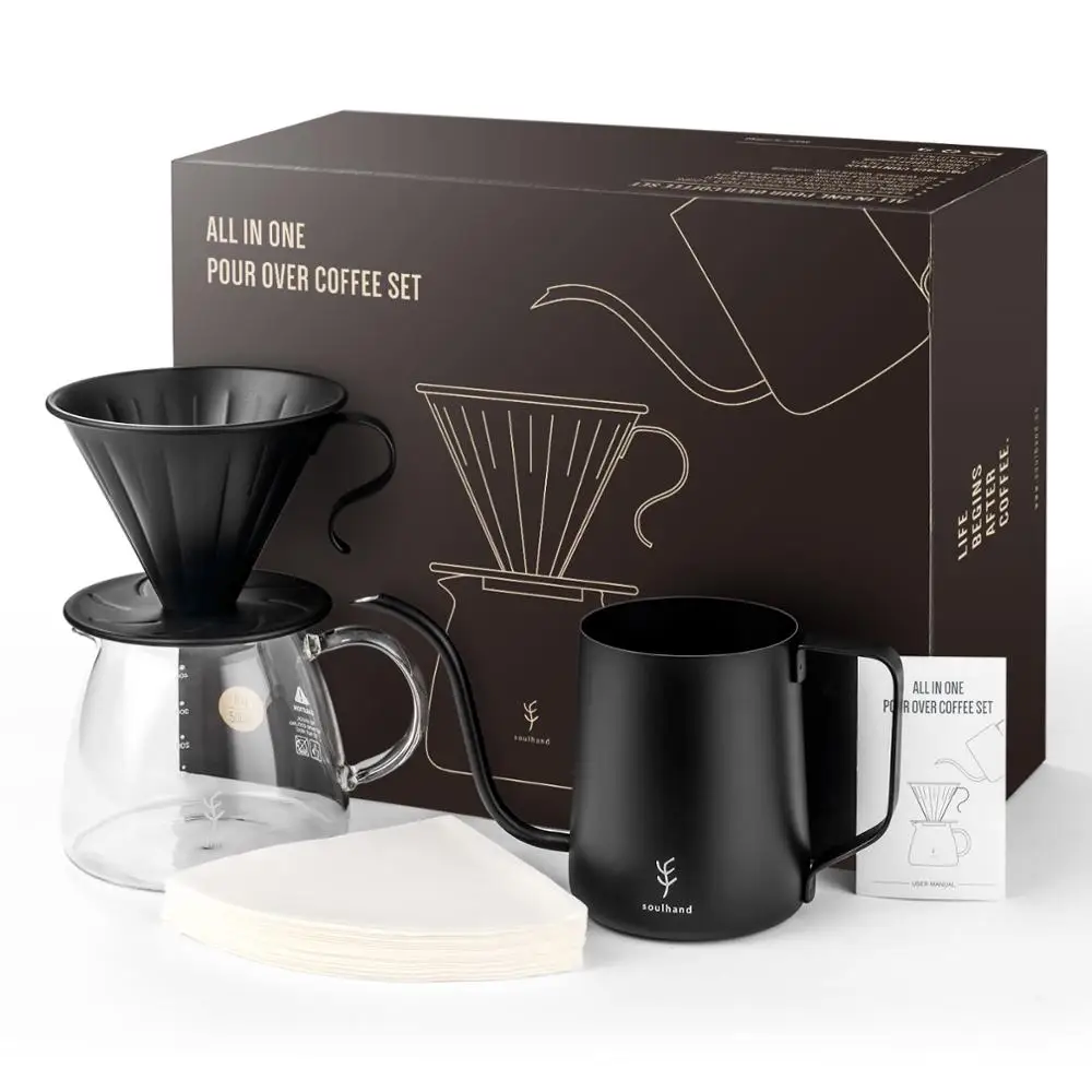 US $25.22 V60 Drip Dripper Sets Coffee Filter 1500ml Heatproof Cafe Server Kettle Filters Coffee Pot Cold Dripper Barista Tools