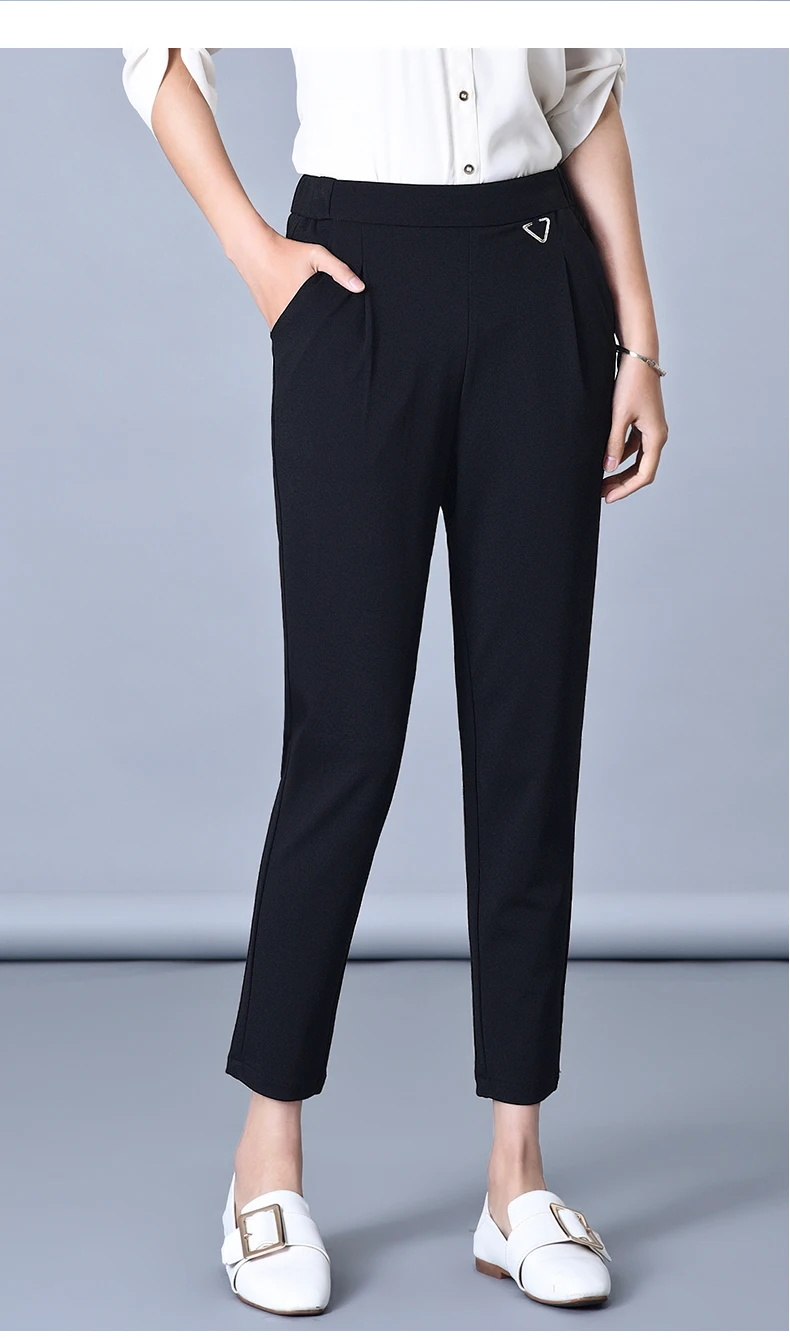 Середины талии Для женщин Повседневное брюки 2018 Лето Pantalon Femme женские офисные полосатые брюки плюс Размеры шаровары