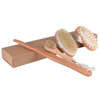 

Bathroom Body Massager Brush Sets Professional Dry Skin Brush Natural Body Bristle Spa Bath Massager Firm Scrub Anti Cellulite